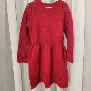 Cat & Jack Elegant Red Knit Girl's Dress w/Red Sparkles, Size 4/5, NWOT